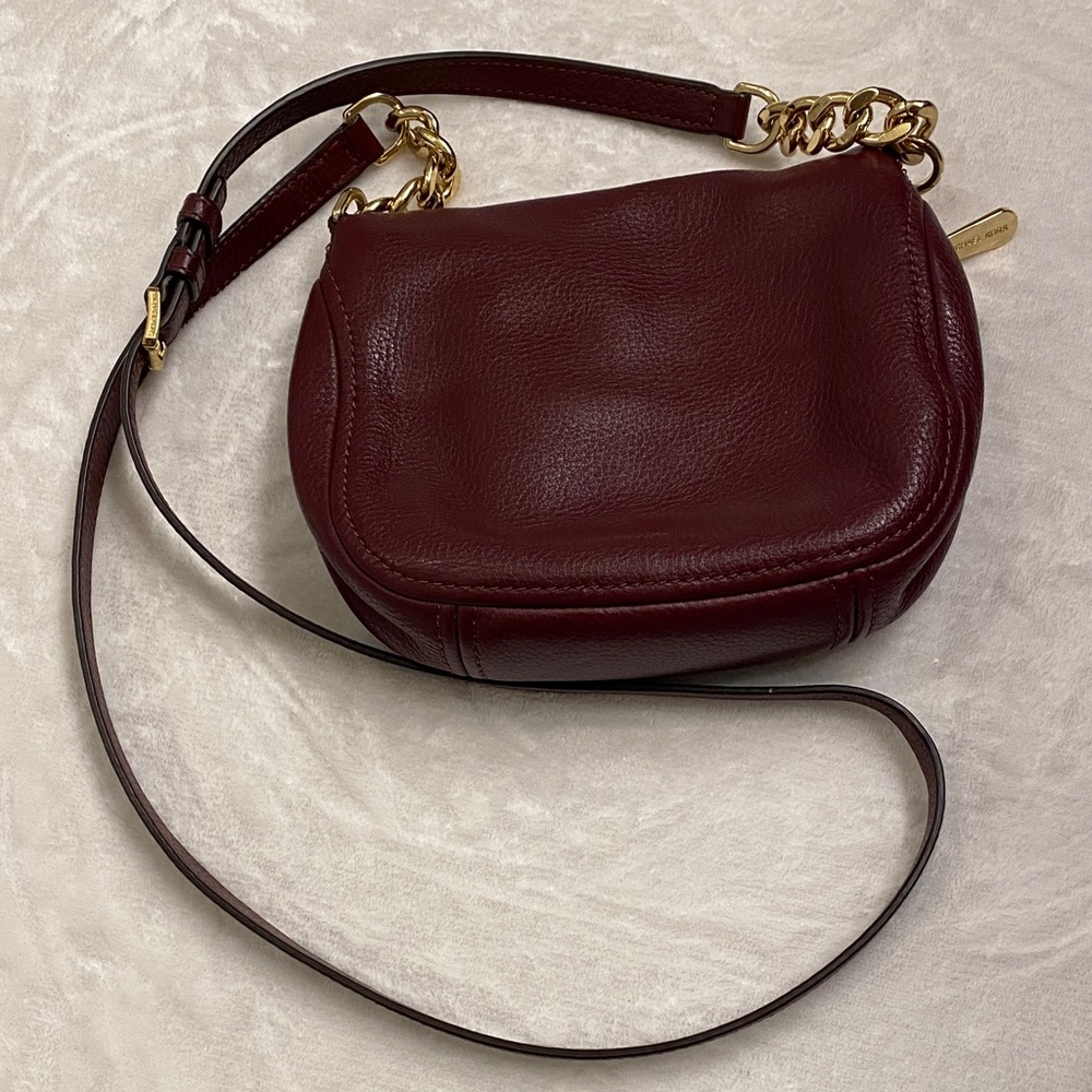 Michael Kors Dark Red Crossbody Bag with Gold Accents - Picture 4 of 8